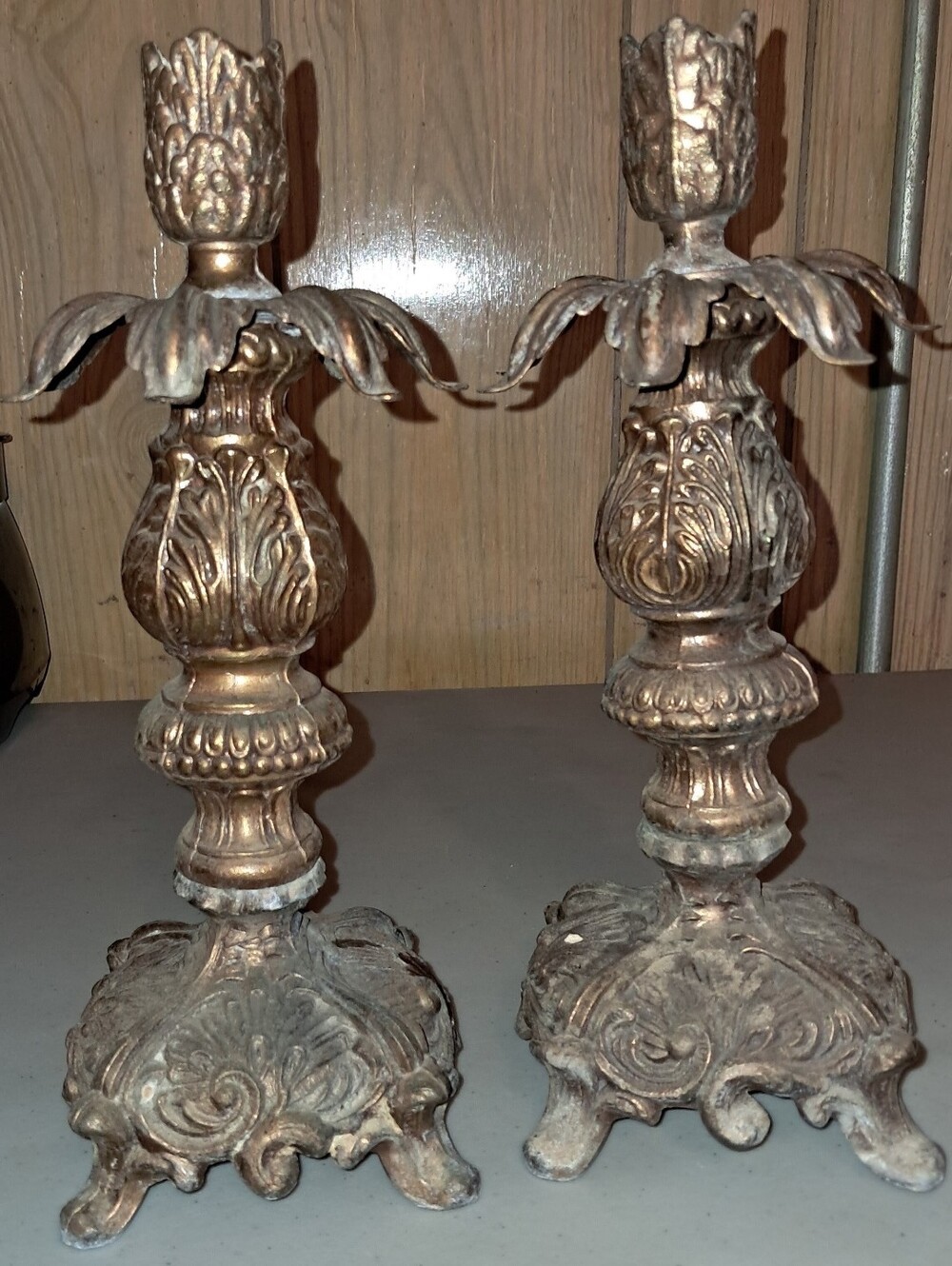 Baroque style Brass Candlestick Holders